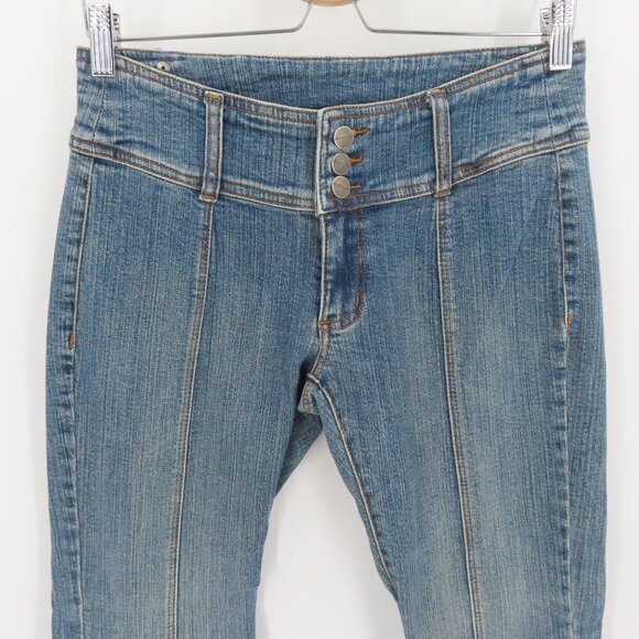 Jill Stuart Womens 6 Embroidered Front Seams Blue Denim Jeans Y2K Cotton Blend - Picture 3 of 12